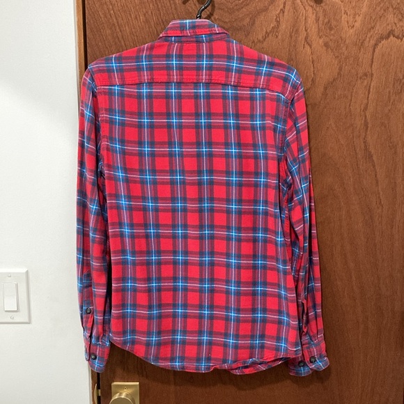 Sonoma Men’s Size Small Long Sleeve Plaid Flannel Button-Up Shirt in Red & Blue - Picture 5 of 5